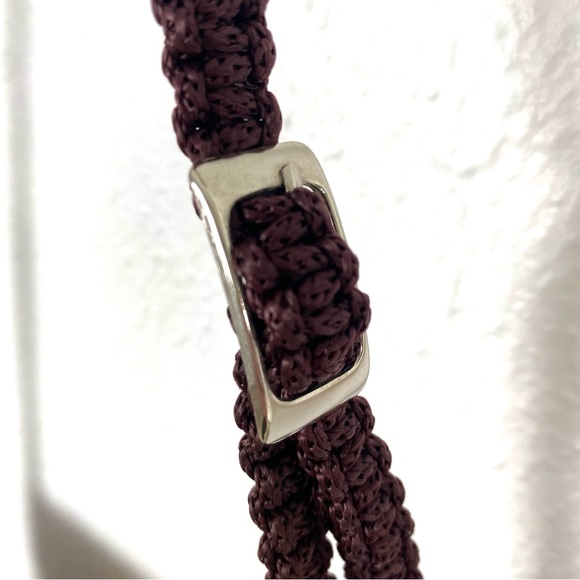 Macrame Crossbody Boho Style Purse Neutral Brown Tan Cream with Adjustable Strap - Picture 10 of 15